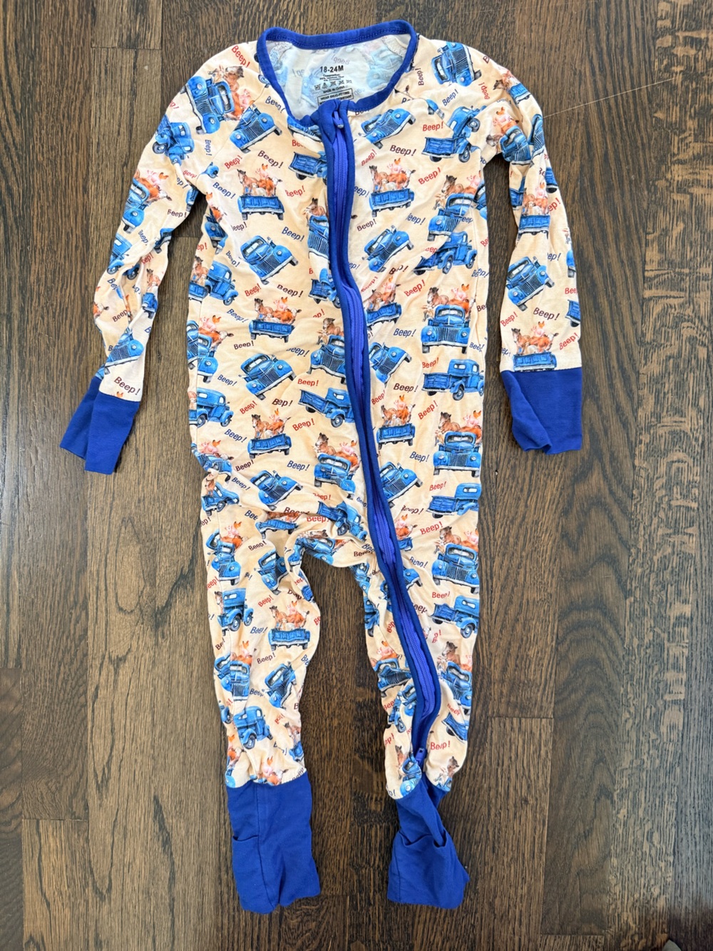 18-24 Little Blue Truck Print Bamboo One-Piece Pajamas